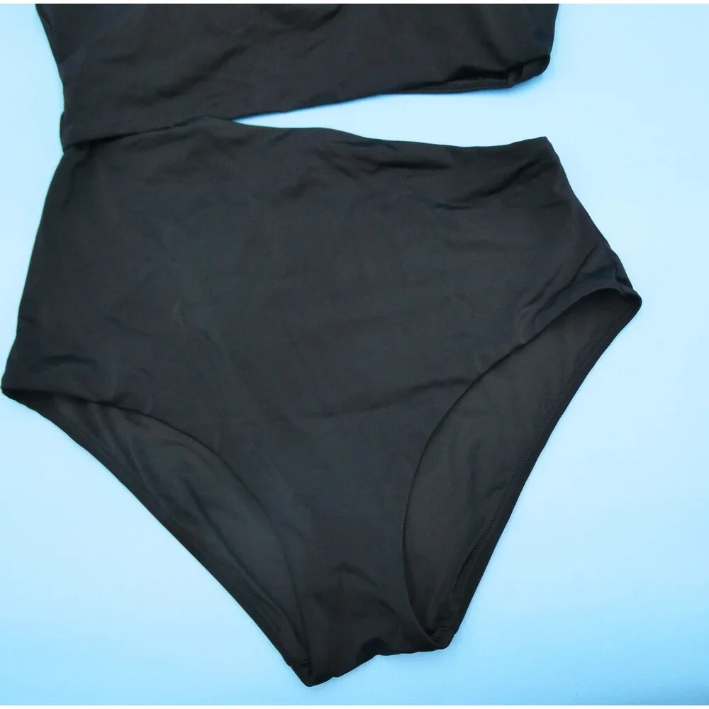 Victorias Secret XL Black One Shoulder Cutout Padded One Piece Swimsuit Beach VS